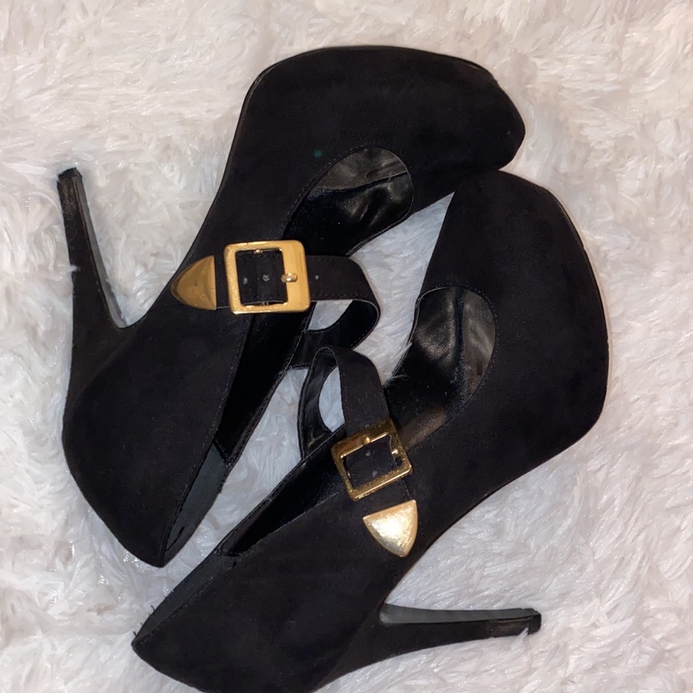 Suede Mary Jane Heels